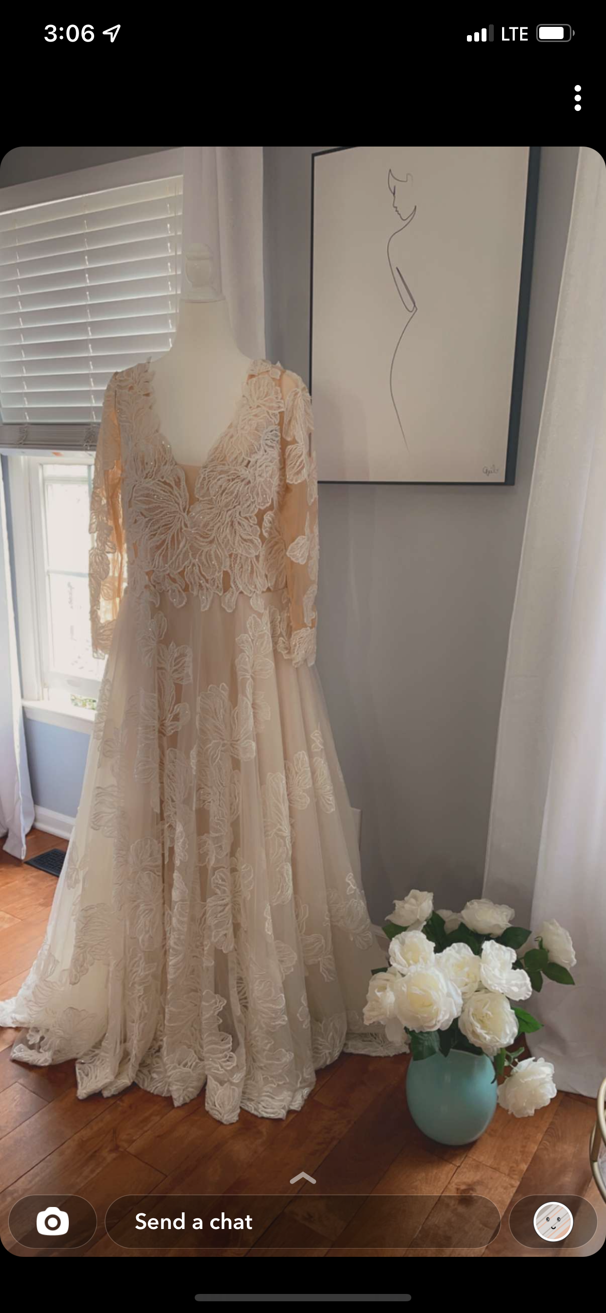 The Willow Dress-Luxury Beaded Lace Long Sleeve Champagne Wedding Dress