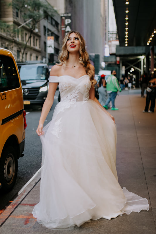 Ivory Chiffon Wedding Gown -'The Pearl"