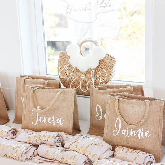 Personalized Wedding  Burlap Tote