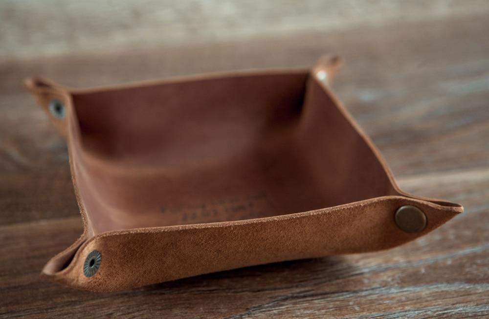 Personalized leather valet tray