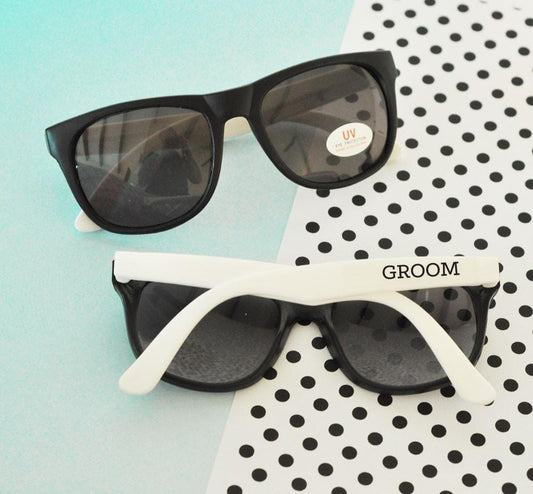 White Groom and Groomsman Sunglasses (Set of 6)