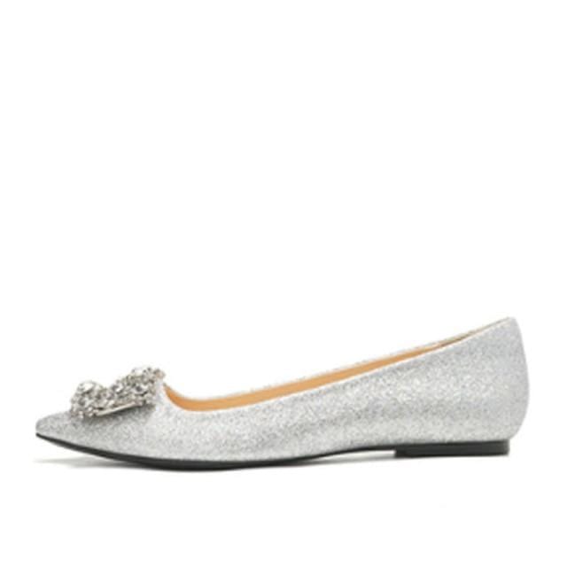 Buckle Crystal Toe Flats